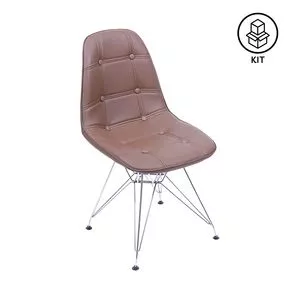 Jogo De Cadeiras Eames Botonê<BR>- Café & Prateado<BR>- 2Pçs<BR>- Or Design