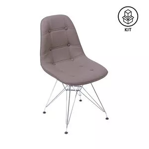 Jogo De Cadeiras Eames Botonê<BR>- Fendi & Prateado<BR>- 2Pçs<BR>- Or Design