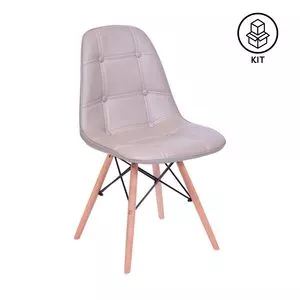 Jogo De Cadeiras Eames Botonê<BR>- Fendi & Marrom Claro<BR>- 2Pçs<BR>- Or Design
