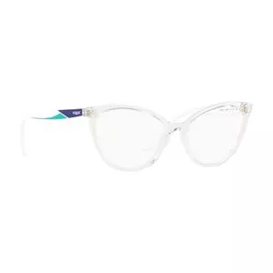 Armação Gatinho Para Óculos De Grau<BR>- Incolor & Azul<BR>- Vogue