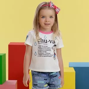 Blusa Infantil Com Inscrições<BR>- Branca & Preta<BR>- Mon Sucré