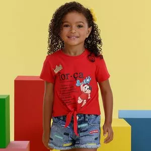 Blusa Infantil Com Inscrições<BR>- Vermelha & Preta<BR>- Mon Sucré