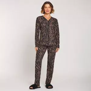 Pijama Com Recortes<BR>- Preto & Amarelo Escuro
