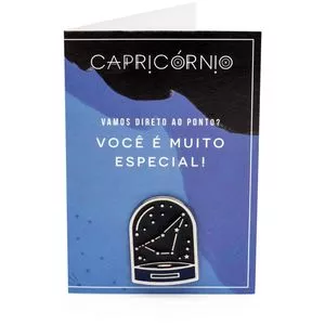 Pin Signo Capricórnio<BR>- Preto & Prateado<BR>- 3,5x2,5x0,2cm<BR>- Imaginarium