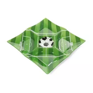 Petisqueira Campo De Futebol<BR>- Verde Escuro & Branca<BR>- 2x28x28cm<BR>- Decor Glass