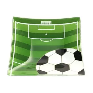 Bowl Campo De Futebol<BR>- Verde Escuro & Branco<BR>- 1,5x13x13cm<BR>- Decor Glass