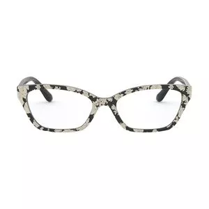 Armação Retangular Para Óculos De Grau<BR>- Preta & Bege<BR>- Vogue
