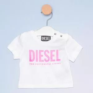 Camiseta Infantil Diesel®<BR>- Branca & Pink