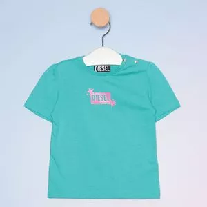 Camiseta Infantil Diesel®<BR>- Azul Turquesa & Pink