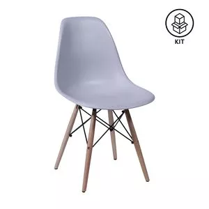 Jogo De Cadeiras Eames<BR>- Cinza & Madeira<BR>- 4Pçs<BR>- Or Design