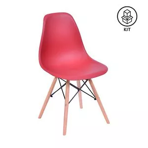 Jogo De Cadeiras Eames<BR>- Telha & Madeira<BR>- 4Pçs<BR>- Or Design