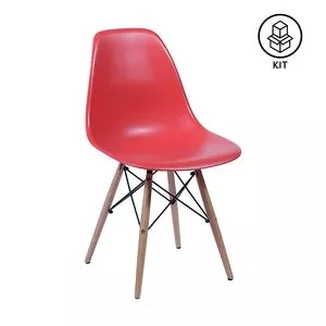 Jogo De Cadeiras Eames<BR>- Vermelho & Madeira<BR>- 4Pçs<BR>- Or Design