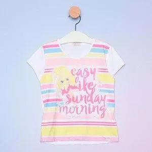 Blusa Infantil Sunday Morning<BR>- Branca & Pink<BR>- Mon Sucré