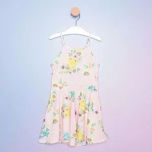 Vestido Infantil Floral<BR>- Rosa Claro & Amarelo<BR>- Mon Sucré