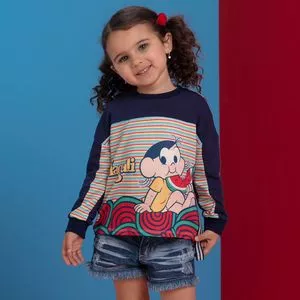 Blusão Infantil Magali®<BR>- Azul Marinho & Amarelo Claro<BR>- Mon Sucré