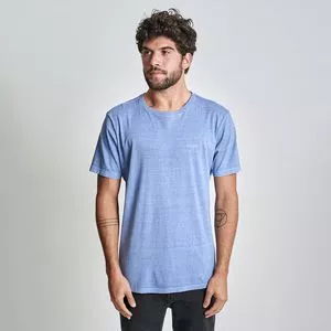 Camiseta Com Inscrições<BR>- Azul & Off White<BR>- Austral
