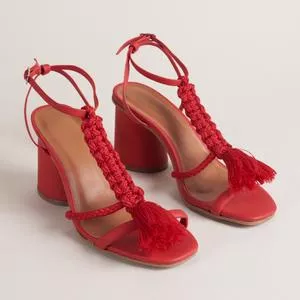 Sandália Com Tiras<BR>- Vermelha