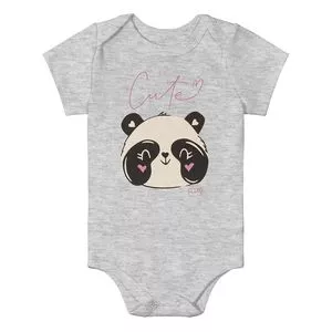 Body Infantil Panda<BR>- Cinza & Preto<BR>-Rovitex Baby