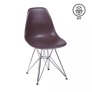 Jogo De Cadeiras Eames<BR>- Café & Prateado<BR>- 2Pçs<BR>- Or Design
