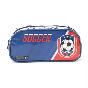 Estojo Soccer<BR>- Azul & Vermelho<BR>- 2,5x35x45,5cm<BR>- Luxcel
