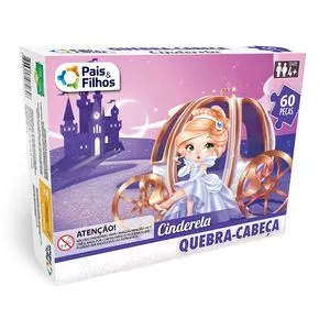 Quebra-Cabeça Cinderela<BR>- Roxo & Lilás<BR>- 60Pçs<BR>- Pais & Filhos