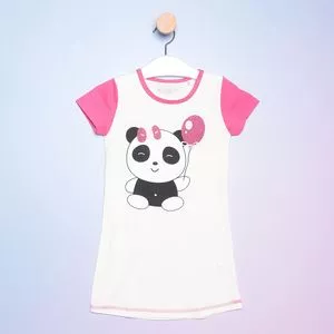 Camisola Infantil Panda<BR>- Branca & Pink<BR>- Bela Notte Pijamas