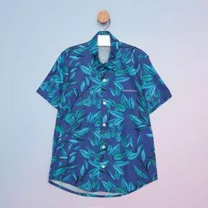 Camisa Juvenil Folhagens<BR>- Azul & Verde
