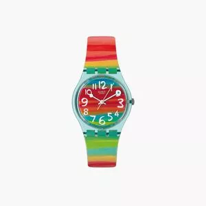 Relógio Analógico 48644<BR>- Verde & Vermelho<BR>- Swatch
