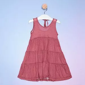 Vestido Infantil Listrado<BR>- Vermelho Escuro & Rosa Claro<BR>- L'eté