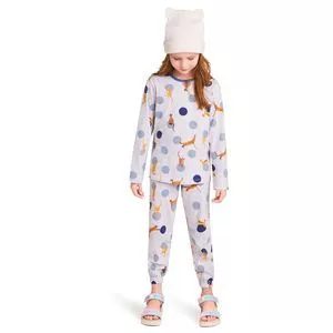 Pijama Infantil Gatos<BR>- Cinza Claro & Azul Claro<BR>- Veggi