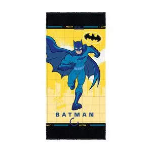 Toalha Felpuda Batman®<BR>- Amarela & Azul<BR>- 60x120cm<BR>- Lepper