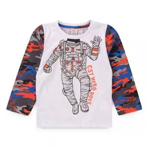 Camiseta Astronauta<BR>- Branca & Laranja<BR>- Costão Fashion