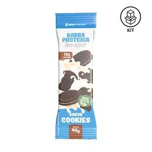 Barra Proteica Zero Açúcar<BR>- Cookies<BR>- 12 Unidades<BR>- New Nutrition