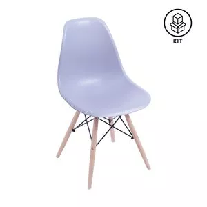 Jogo De Cadeiras Eames DKR<BR>- Cinza & Madeira<BR>- 2Pçs<BR>- Or Design