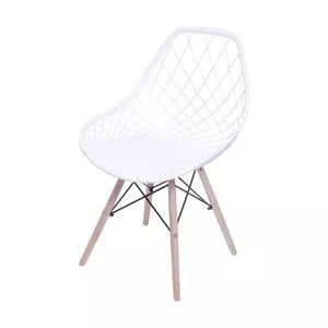 Cadeira Kaila<BR>- Branca & Madeira Clara<BR>- 79x49x42cm<BR>- Or Design