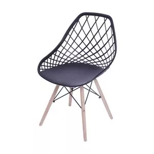 Cadeira Kaila<BR>- Preta & Madeira Clara<BR>- 79x49x42cm<BR>- Or Design