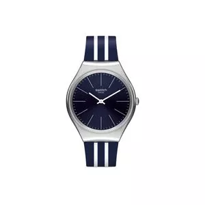 Relógio Analógico SUOW156<BR>- Azul Marinho & Prateado<BR>- Swatch