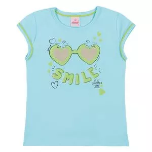 Blusa Infantil Com Recortes<BR>- Azul Claro & Verde Limão<BR>- ABRANGE