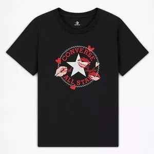 Camiseta Beijos & Corações<BR>- Preta & Vermelha