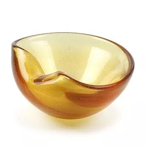 Bowl Em Relevo<BR>- Âmbar & Ouro<BR>- 8x18x16cm<BR>- Cristais Cá D'oro