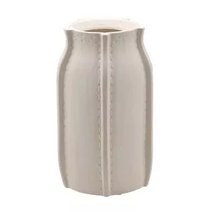Vaso Decorativo Com Relevos<BR>- Off White<BR>- 26xØ15cm<BR>- Espressione