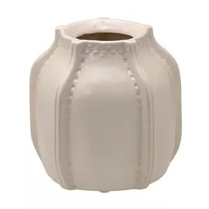 Vaso Decorativo Com Relevos<BR>- Off White<BR>- 17xØ18cm<BR>- Espressione