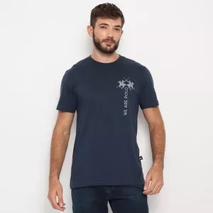 Camiseta Com Recortes<BR>- Azul Marinho & Branca