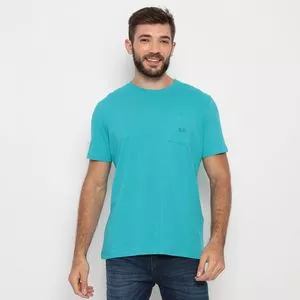 Camiseta Com Bolso<BR>- Azul Claro