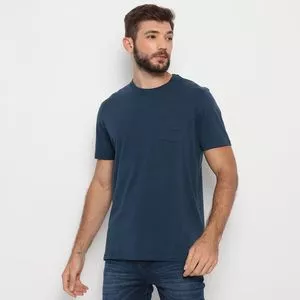 Camiseta Com Bolso<BR>- Azul Marinho