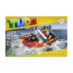 Bombeiros Resgate Bote De Apoio<BR>- Vermelho & Amarelo<BR>- 118Pçs<BR>- New Toys