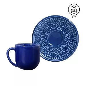 Jogo De Xícaras Para Café Agra<BR>- Azul Escuro<BR>- 6Pçs<BR>- 120ml<BR>- Porto Brasil