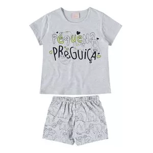 Pijama Infantil Pequena Preguiça<BR>- Cinza Claro & Preto<BR>- Quimby