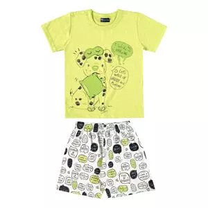 Pijama Infantil Cachorrinhos<BR>- Verde Limão & Branco<BR>- Quimby
