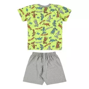 Pijama Infantil Robôs<BR>- Verde Limão & Cinza<BR>- Quimby